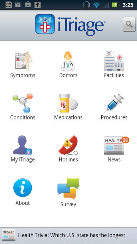 itriage health app for smartphone and tablet