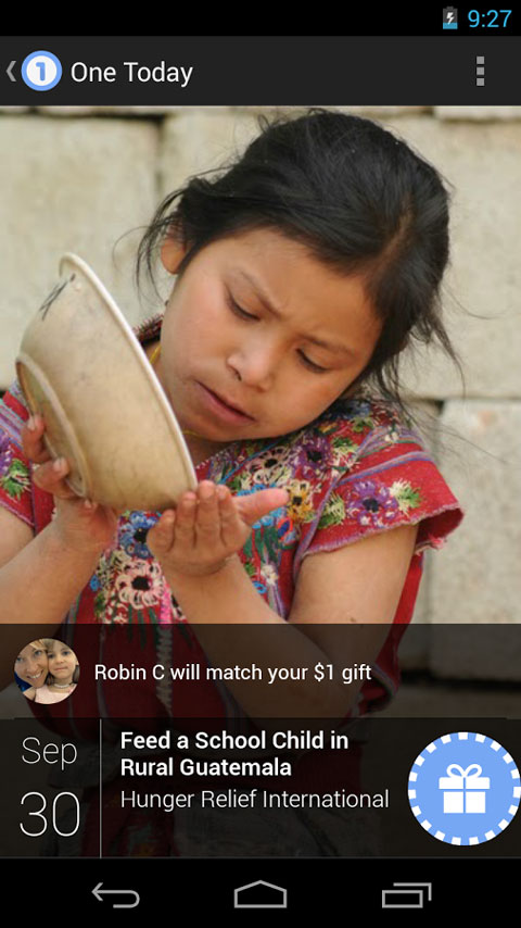 one today charity giving app
