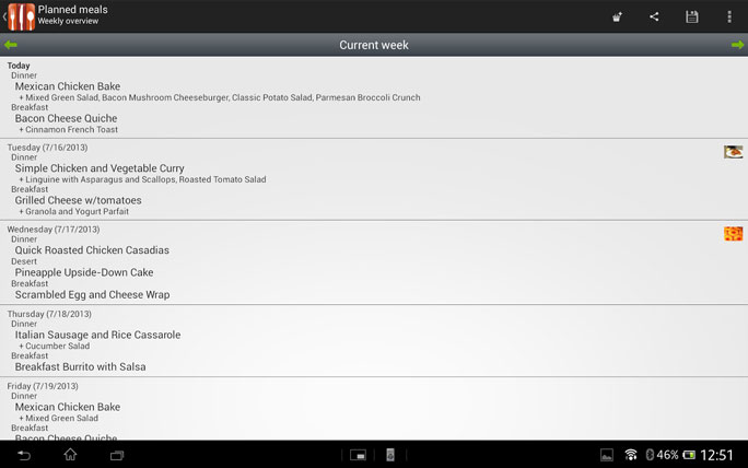 Food Planner cooking app